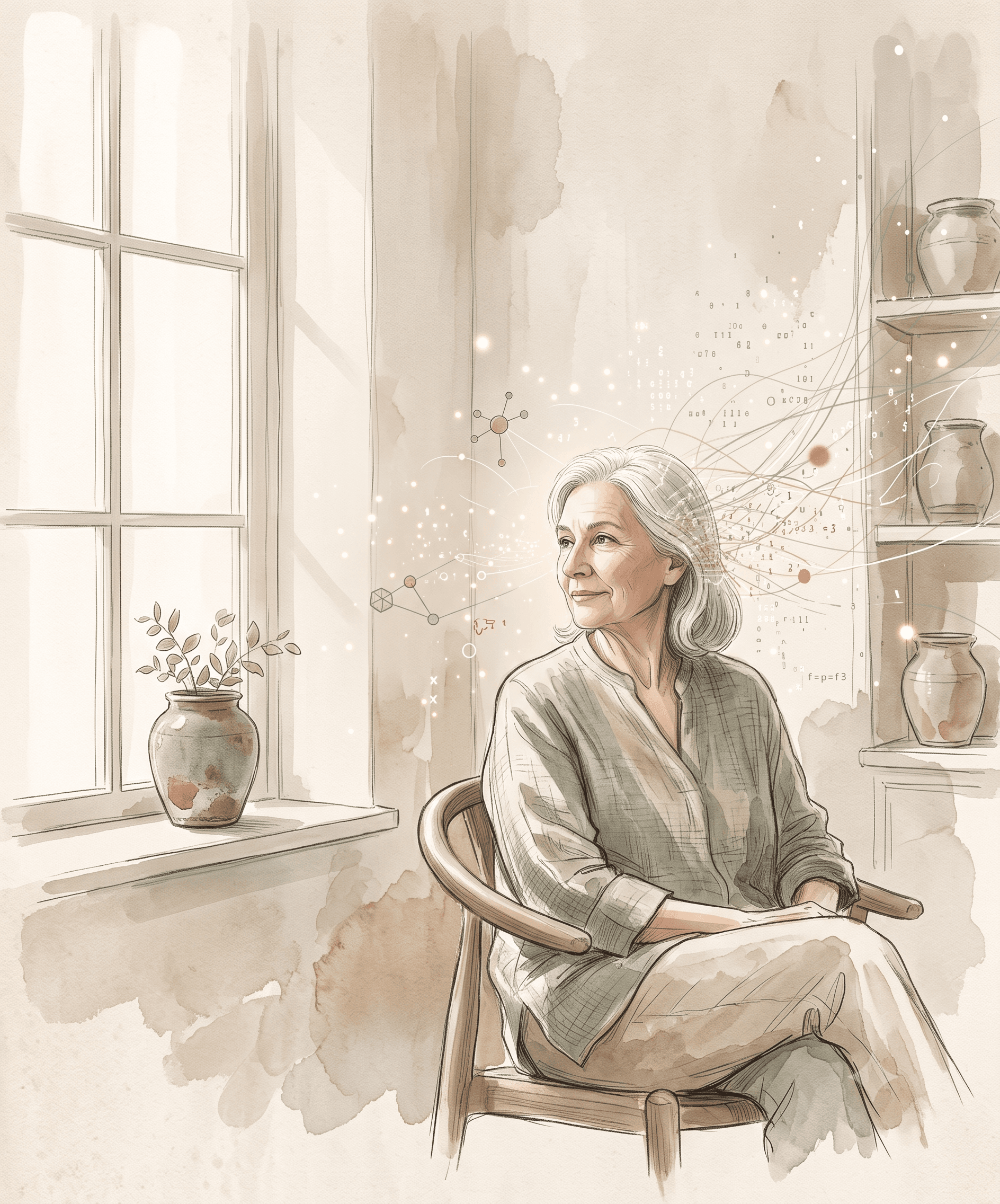A narrator seated by a window, remembering